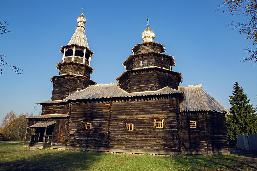 large old log Church in a village in Russia in autumn Photograph by ...