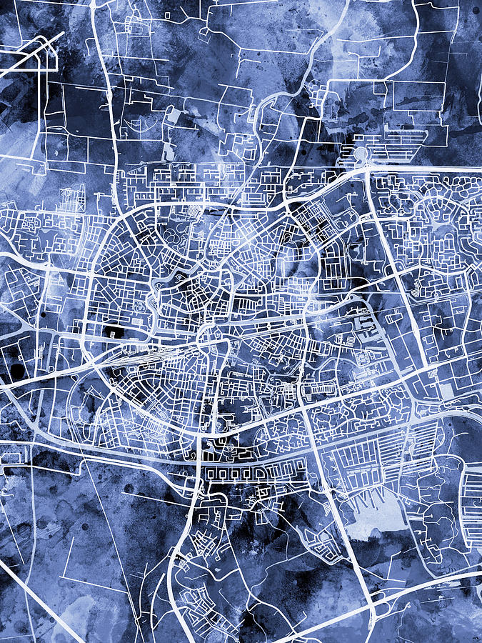 Leeuwarden Netherlands City Map #3 Digital Art by Michael Tompsett