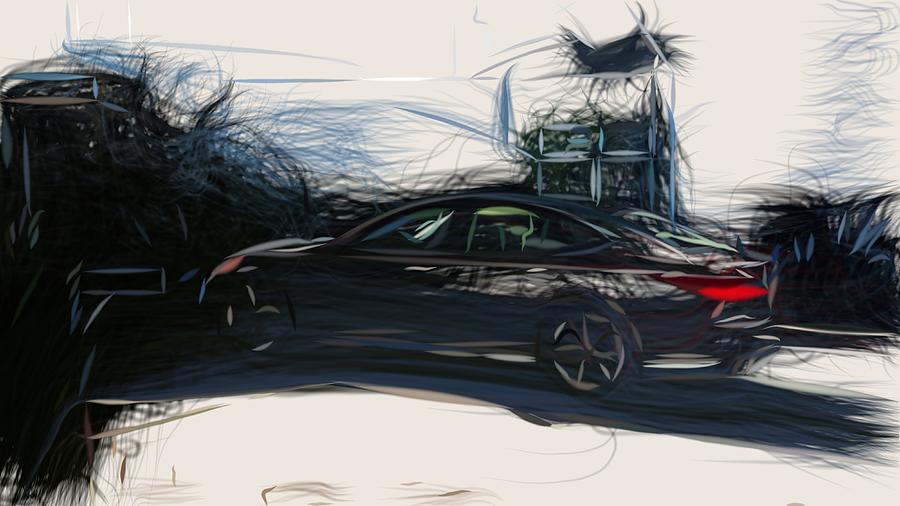 Lexus LS 500 Drawing #4 Digital Art by CarsToon Concept