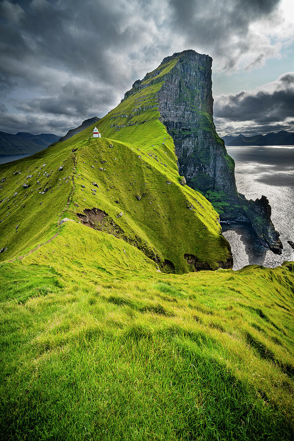 Lighthouse Kallur At The Northern Tip Of The Island Kalsoy, Faroe ...