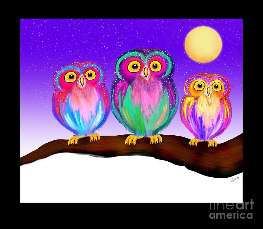 3 Little Owls Digital Art by Nick Gustafson