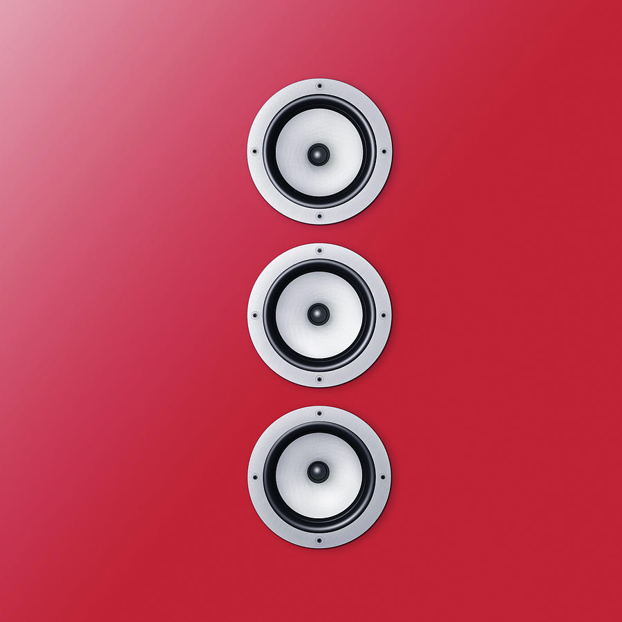 3 Loudspeaker  Speaker On A Red Wall Photograph by Artpartner-images