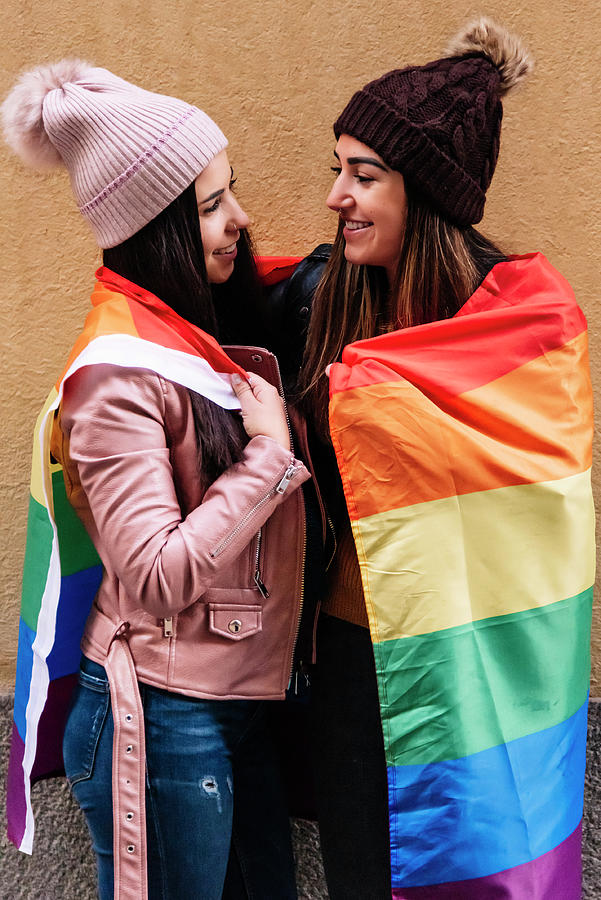 Lovely Lesbian Couple Celebrating Pride Day Lgbt Concept Photograph By Cavan Images Fine Art