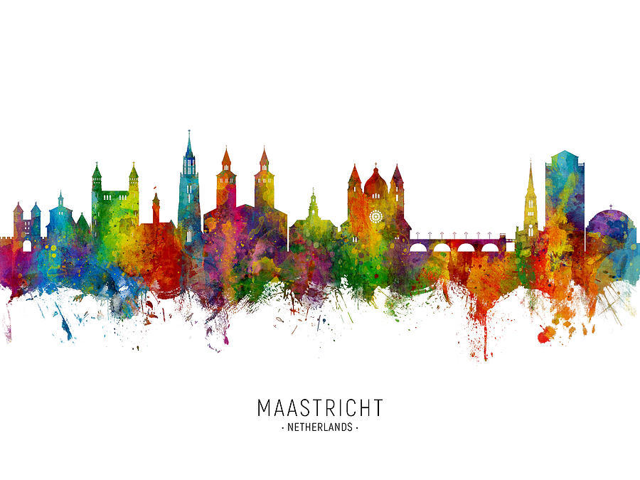 Maastricht The Netherlands Skyline #3 Digital Art by Michael Tompsett