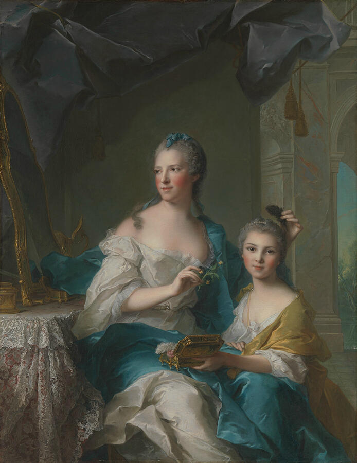 Madame Marsollier and Her Daughter #3 Painting by Jean-Marc Nattier