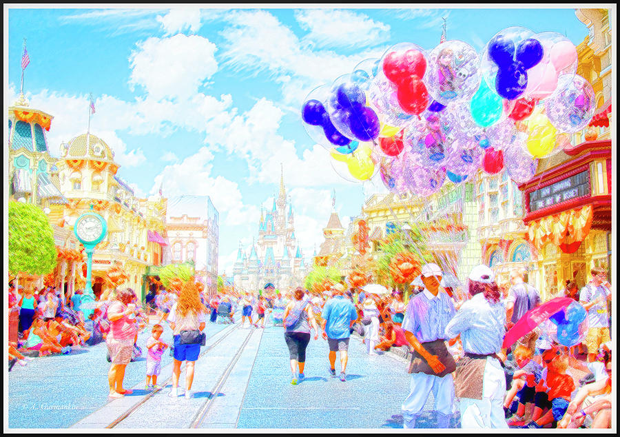 Main Street U.S.A., Magic Kingdom, Walt Disney World #3 Digital Art by A Macarthur Gurmankin