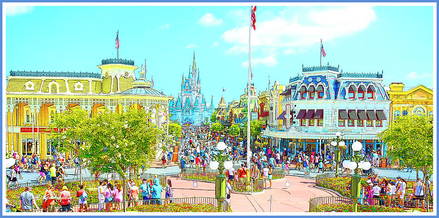 Main Street Usa Walt Disney World Digital Art By A Macarthur Gurmankin