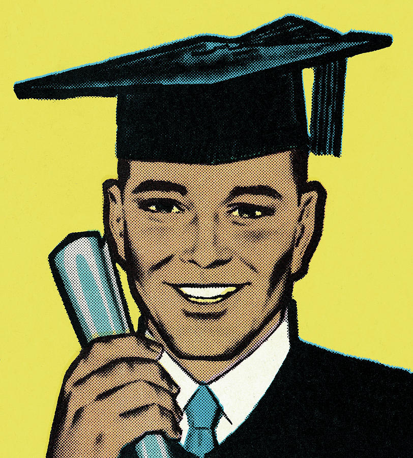 Vintage Drawing - Male Graduate #3 by CSA Images