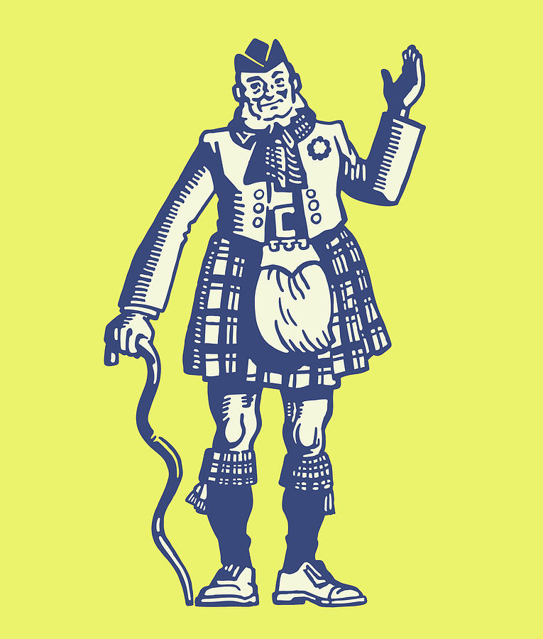 Vintage Drawing - Man Dressed in a Kilt #3 by CSA Images