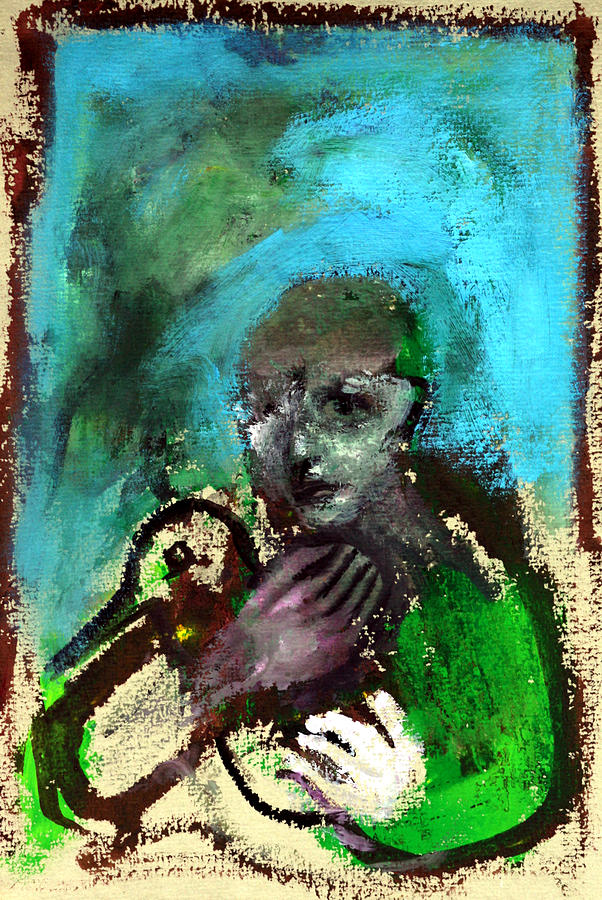 Man holding a bird #3 Painting by Edgeworth Johnstone