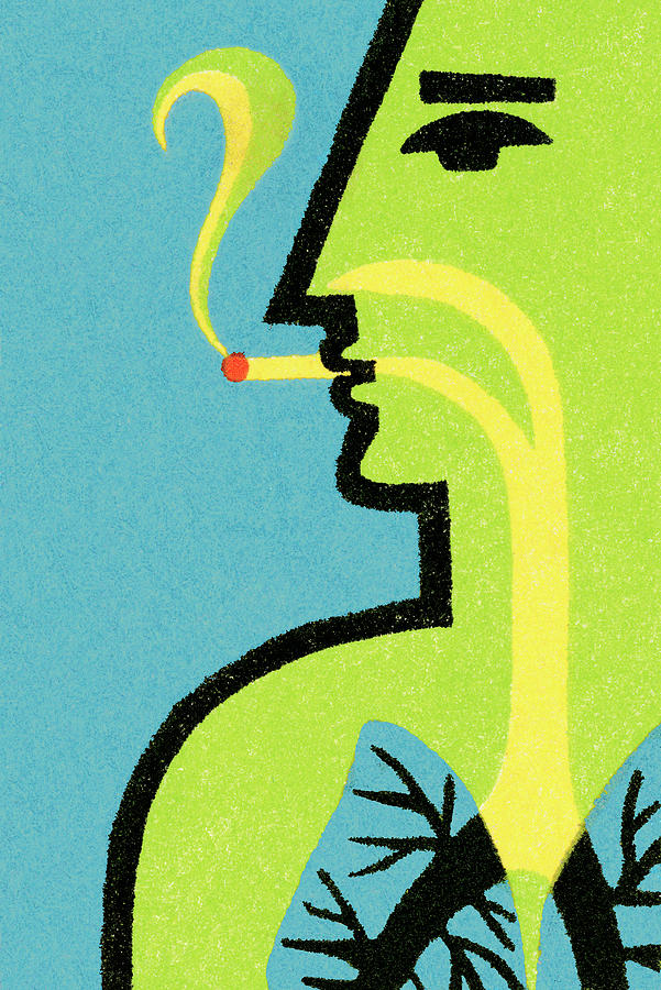 Vintage Drawing - Man smoking #3 by CSA Images