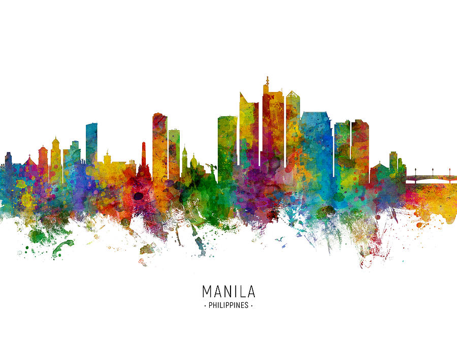 Manila Philippines Skyline #3 Digital Art by Michael Tompsett