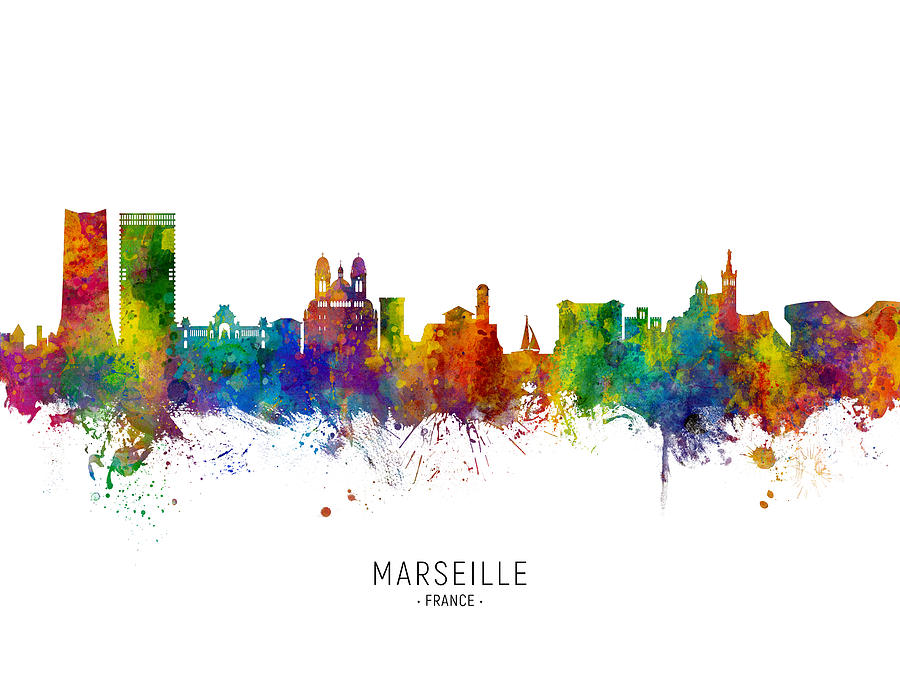 Marseille France Skyline #3 Digital Art by Michael Tompsett