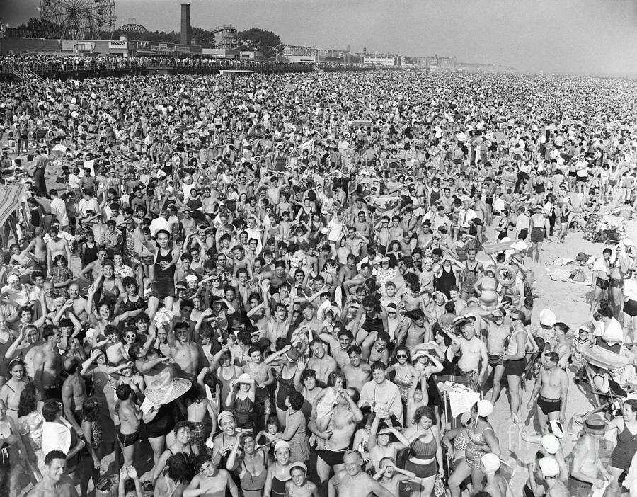 Massive Crowd On Beach At Coney Island #3 Photograph by Bettmann