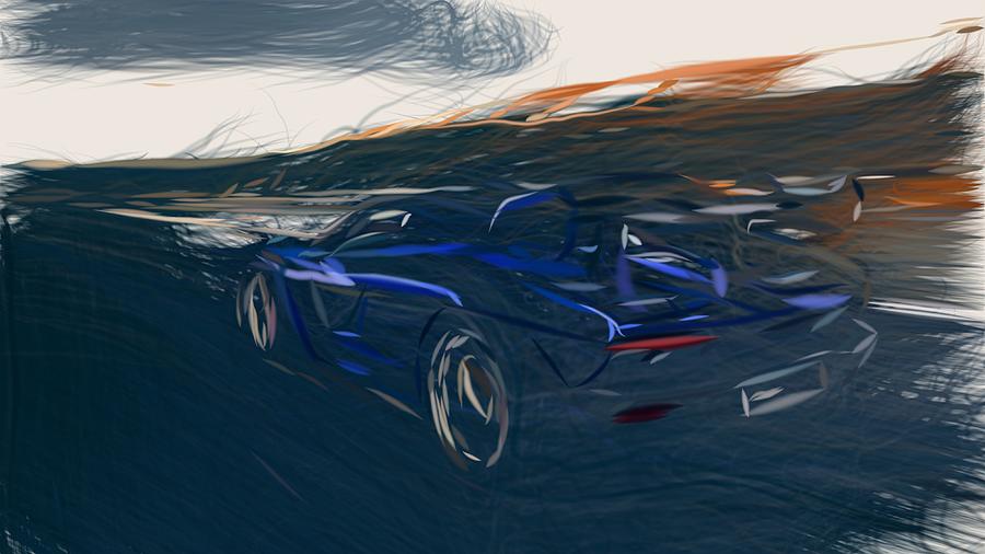 McLaren Senna Drawing #4 Digital Art by CarsToon Concept