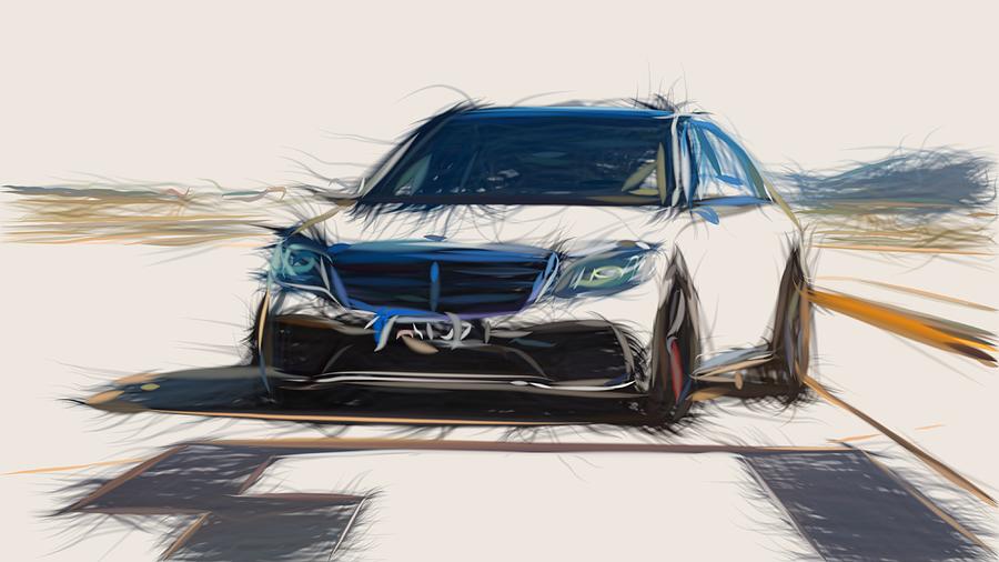 Mercedes Benz S63 AMG Drawing #4 Digital Art by CarsToon Concept