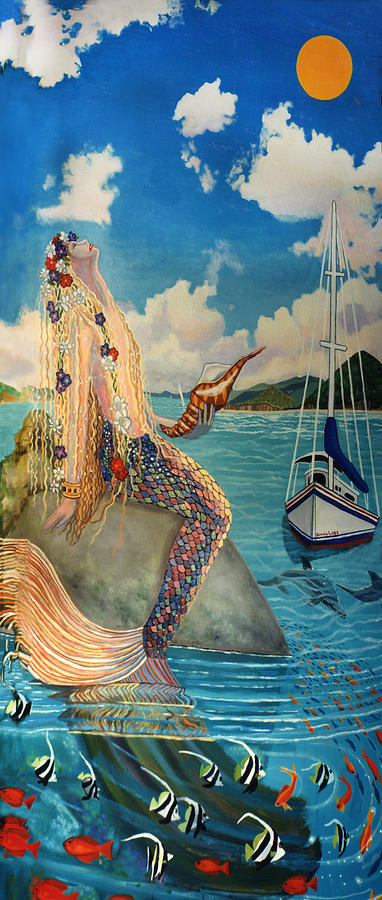 Mermaid in Paradise #3 Painting by Bonnie Siracusa