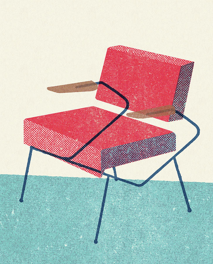 Vintage Drawing - Mid Century Modern Armchair #3 by CSA Images