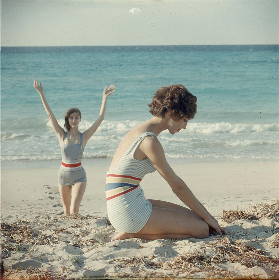 Portrait Photograph - Models On The Beach by Gordon Parks