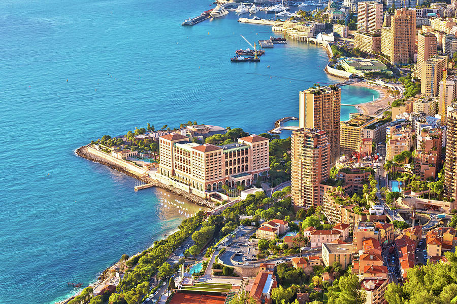 Monaco and Monte Carlo cityscape and harbor aerial view Photograph by ...