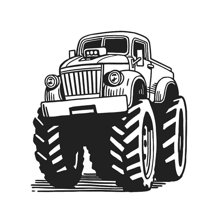 Black And White Drawing - Monster Truck #3 by CSA Images