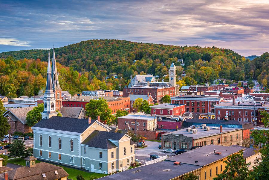 Fall Photograph - Montpelier, Vermont, Usa Autumn Town #3 by Sean Pavone