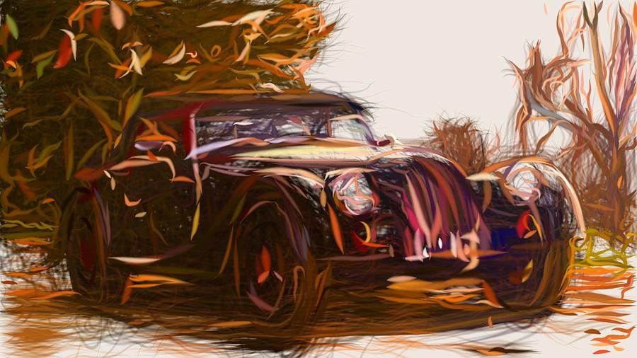 Morgan Roadster Draw #3 Digital Art by CarsToon Concept