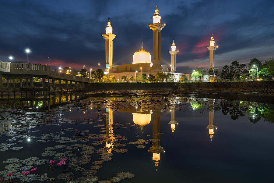 Architecture Photograph - Morning Sunrise Sky Of Masjid Bukit #3 by Prasit Rodphan