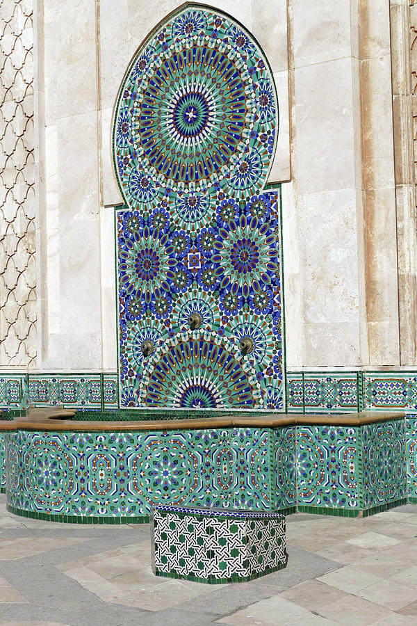 Mosaic exterior decorations of the Hassan II mosque #3 Photograph by Steve Estvanik