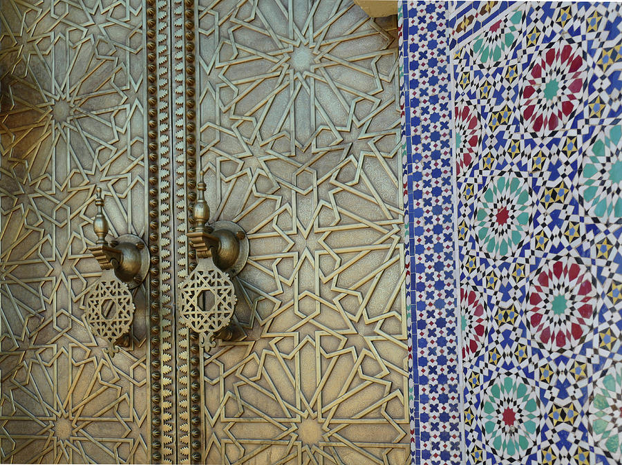 Mosaic pattern on the doors of the National Palace #3 Photograph by Steve Estvanik