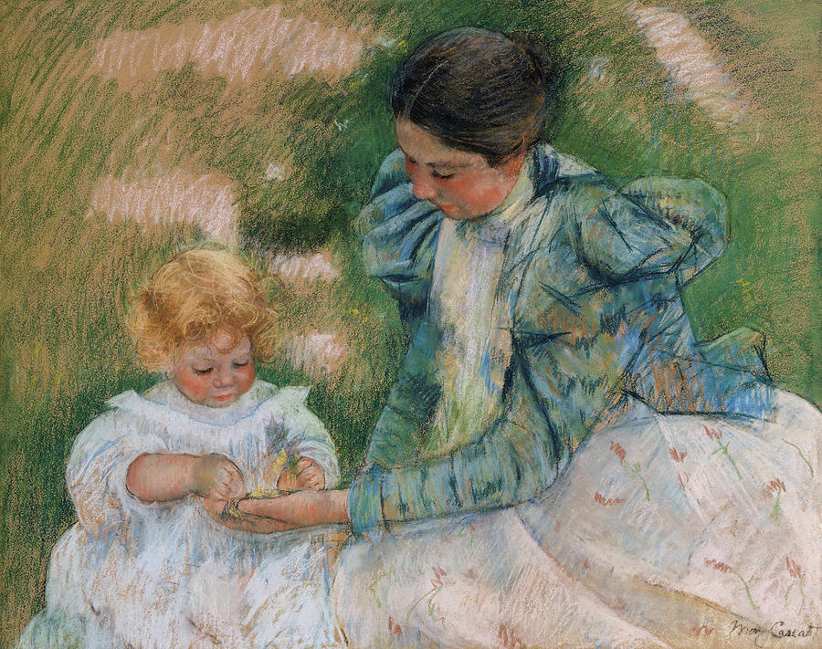Mary Stevenson Cassatt Painting - Mother Playing with Child #3 by Mary Cassatt