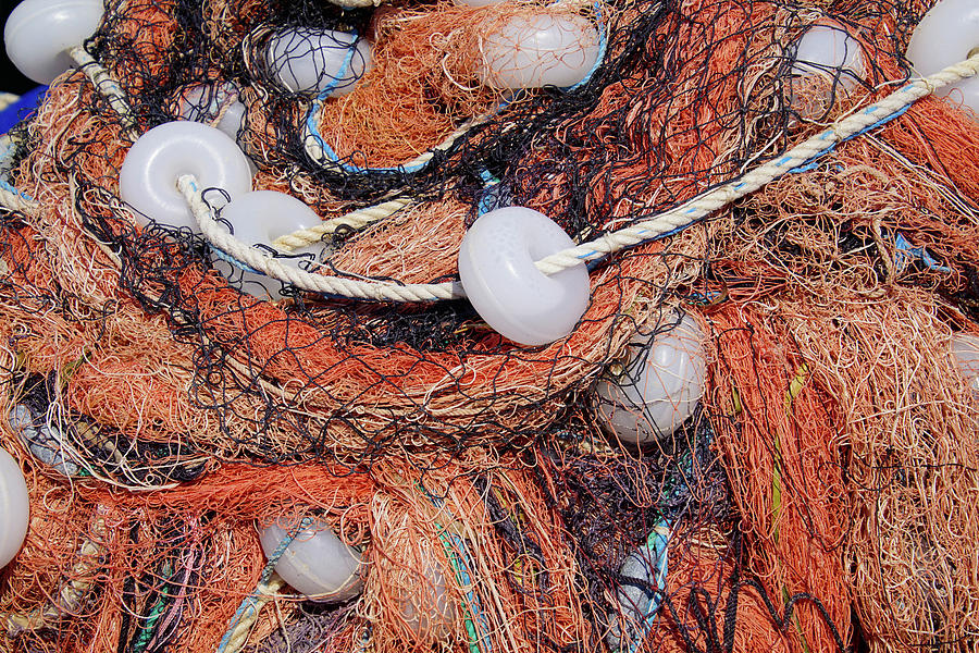 Multi-colored nylon fishing nets and floats #3 Photograph by Steve Estvanik
