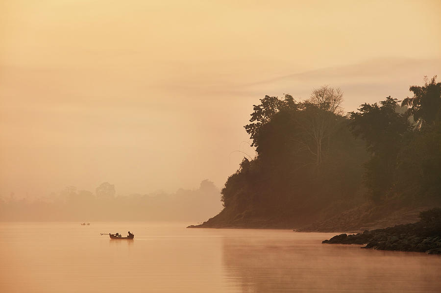 Myanmar, Ayeyarwady, Sunrise On The Ayeyarwady River (irrawaddy River) Near Bhamo #3 Digital Art by Richard Taylor