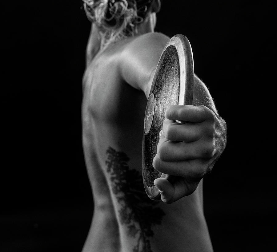 Naked Female Athlete Posing With Discus #3 Photograph by Panoramic Images