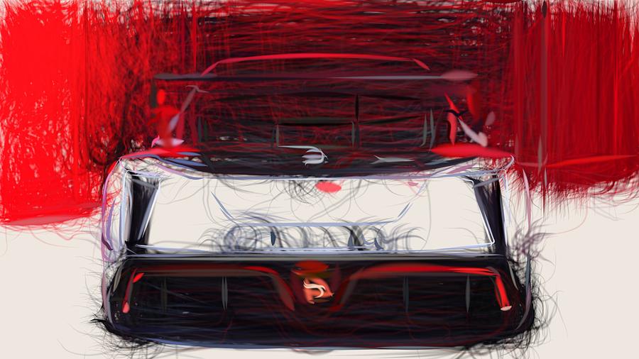 Nissan Leaf RC Drawing #4 Digital Art by CarsToon Concept
