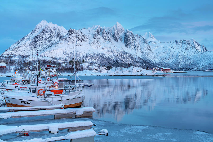Norway, Nordland, Lofoten Islands, Austvagoya, Austnesfjorden Near Vestpollen #3 Digital Art by Sebastian Wasek