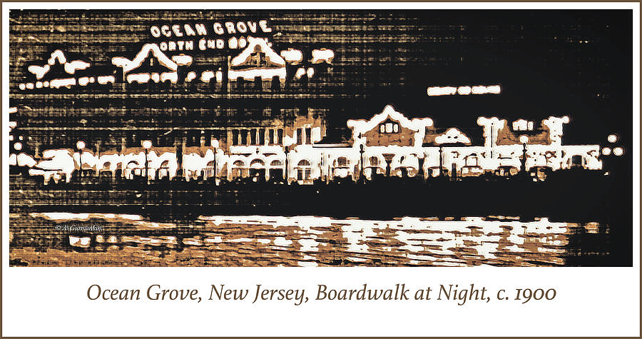 Ocean Grove, New Jersey, Boardwalk at Night, c. 1900 #3 Photograph by A Macarthur Gurmankin