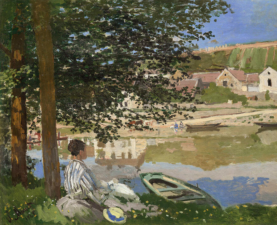 On the Bank of the Seine, Bennecourt, from 1868 Painting by Claude Monet