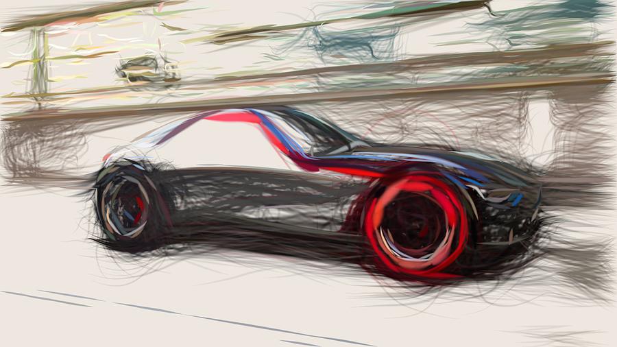 Opel GT Draw #4 Digital Art by CarsToon Concept