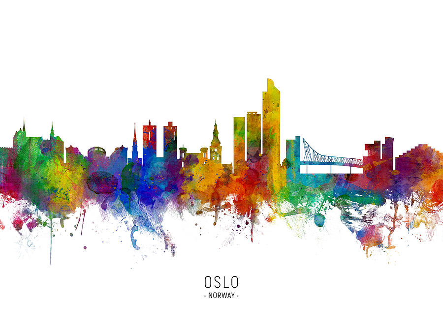 Oslo Norway Skyline #3 Digital Art by Michael Tompsett