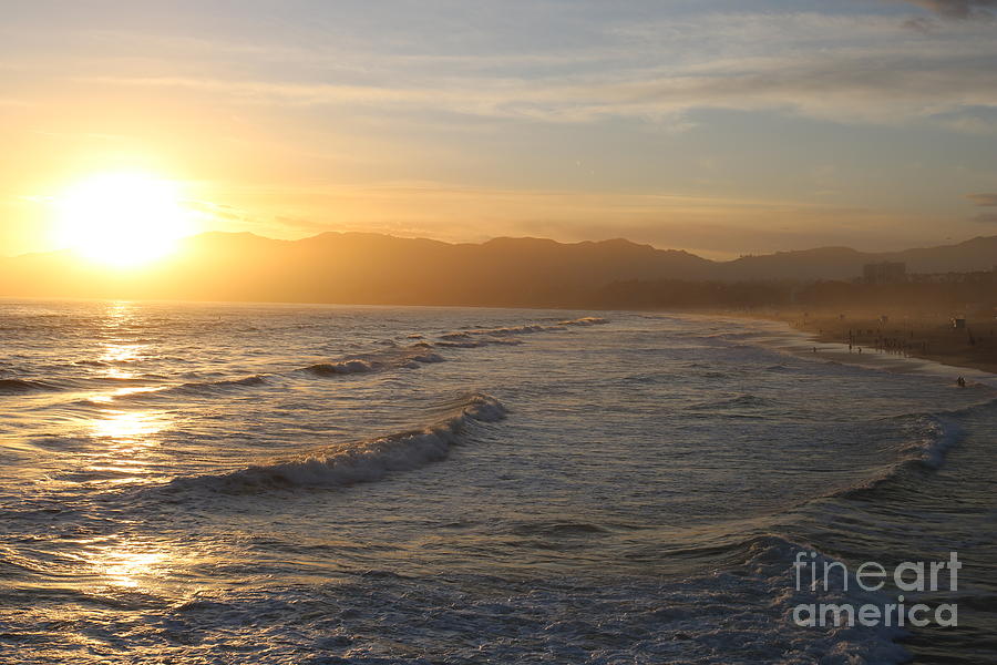 Pacific Sunset , Santa Monica, California #3 Photograph by John Shiron