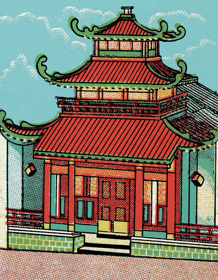 Architecture Drawing - Pagoda #3 by CSA Images