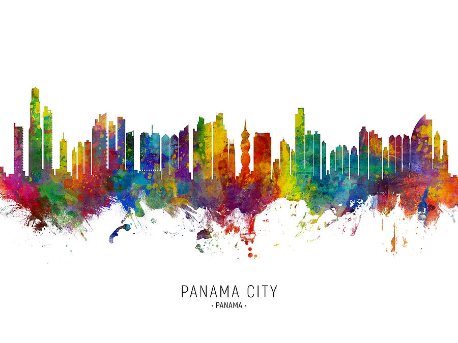 Panama City Skyline #3 Digital Art by Michael Tompsett