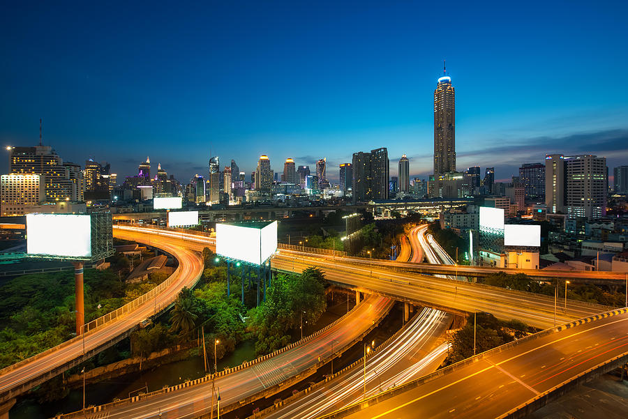 Architecture Photograph - Panoramic Bangkok City Building Modern #3 by Prasit Rodphan