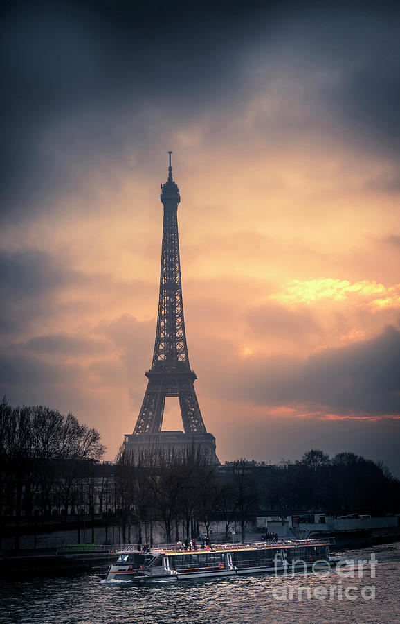 Winter Photograph - Paris  Eiffel tower at sunset #3 by Bernard Jaubert