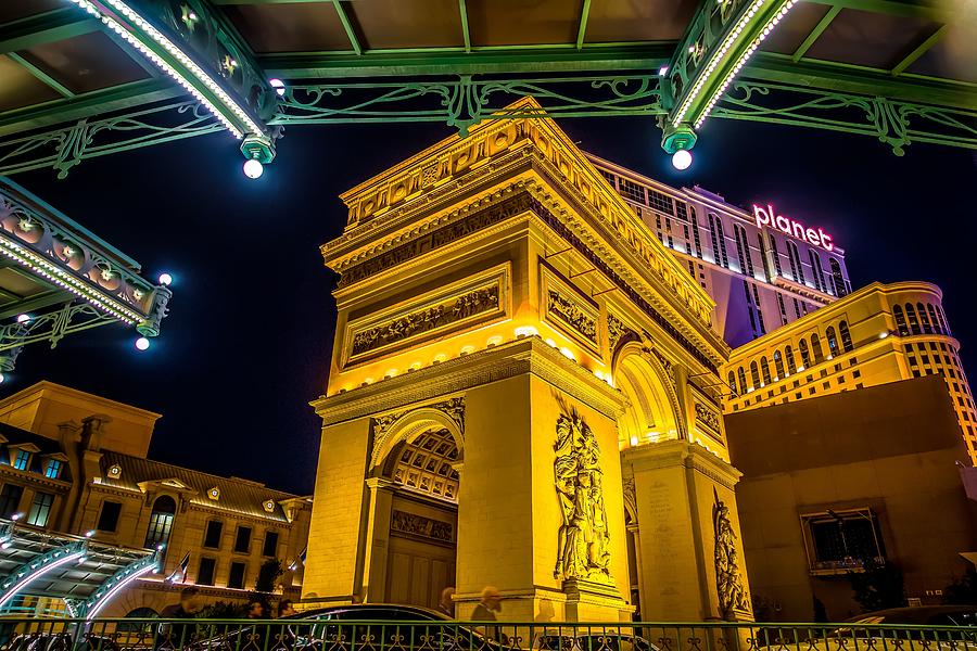 Paris Las Vegas Nevada Hotel At Night #3 Photograph by Alex Grichenko