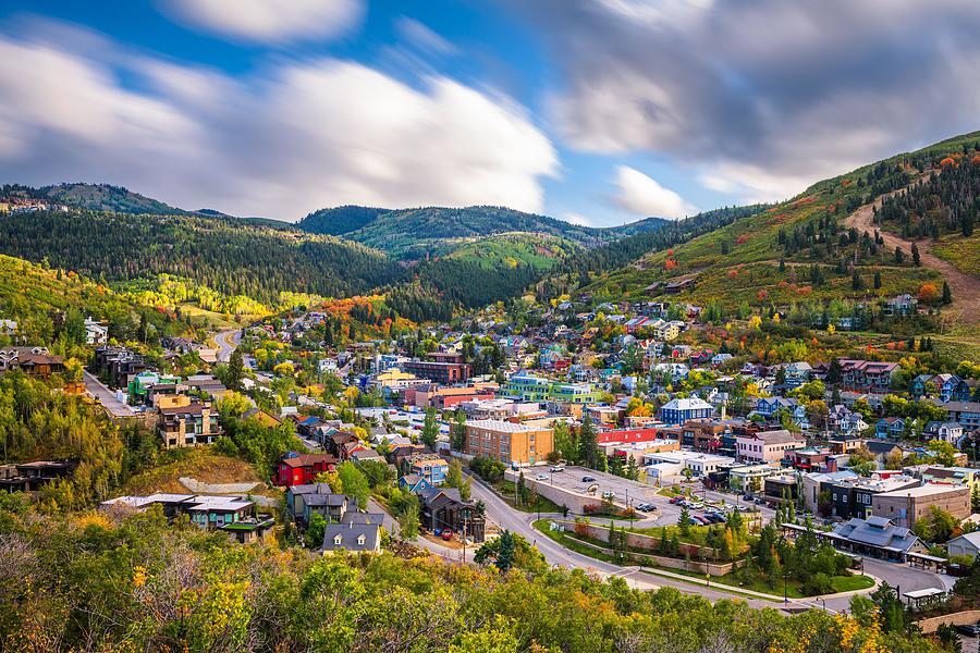 Mountain Photograph - Park City, Utah, Usa Downtown In Autumn #3 by Sean Pavone