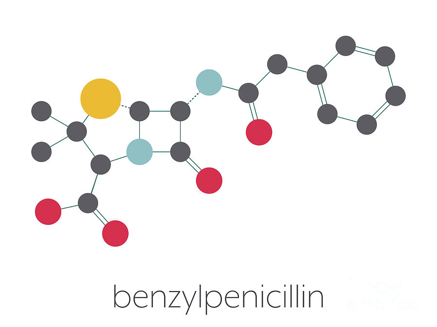 Pen Photograph - Penicillin G Antibiotic Drug Molecule #3 by Molekuul/science Photo Library