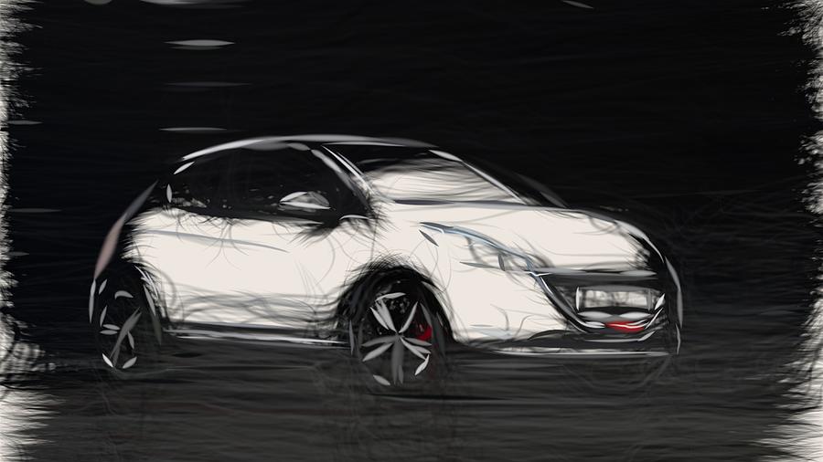 Peugeot 208 GTi Drawing #4 Digital Art by CarsToon Concept