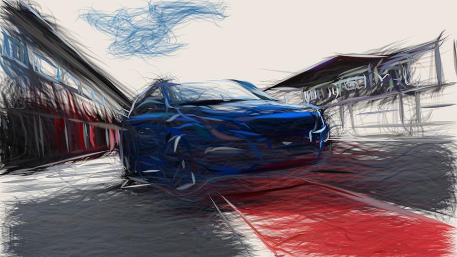 Peugeot 308 GTi Drawing #4 Digital Art by CarsToon Concept